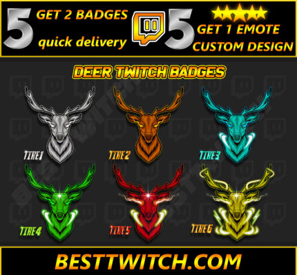 Deer Twitch Discord YouTube sub badges free download