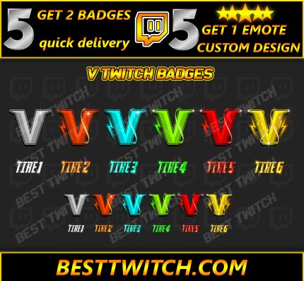 V letter twitch discord viewer sub badges ! BestTwitch