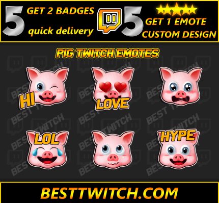 Pigs cute face emoticon for twitch discord ! BestTwitch