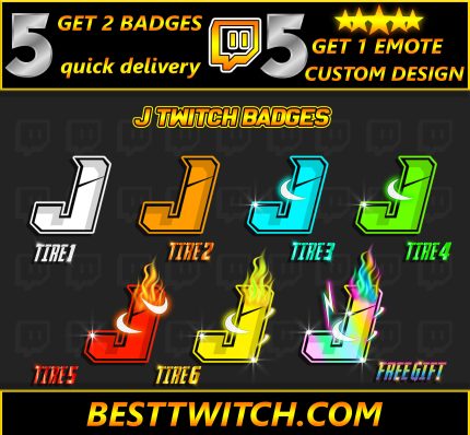 J Letter Twitch Sub Badges ! BestTwitch