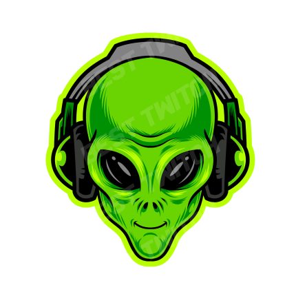 Alien Green Head With Headphones