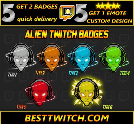 Alien Green Headphones Twitch Badges – Elevate Your Streaming Experience!