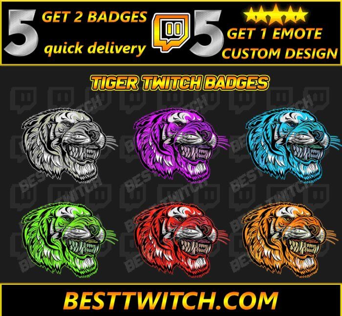 Roaring Loyalty Tiger Twitch Sub Badges Pack Tiered Subscriber