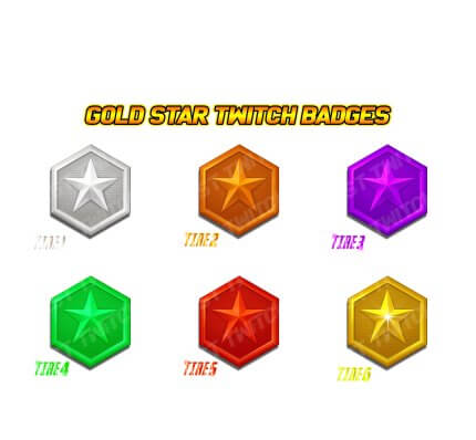 Gold Star Channel Points & Discord, Twitch Badges Pack