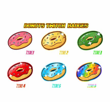 6x pack donuts twitch discord YouTube badge cheer emotes