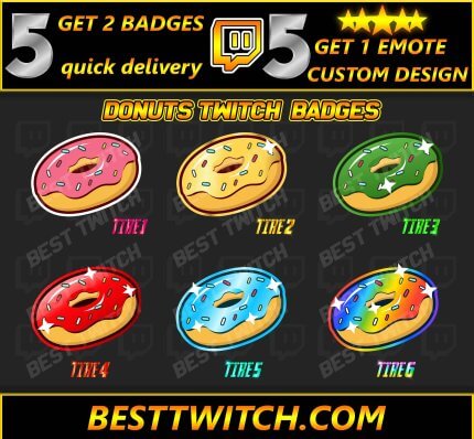 6x pack donuts twitch discord YouTube badge cheer emotes