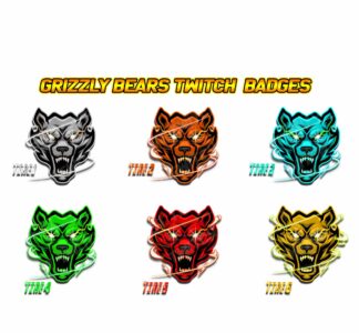 Angry Grizzly Bear Kick Sub Badges & Emotes – All Sizes Included