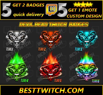 Devil Gamer Twitch Sub Badges & Kick Emotes – All Sizes Included
