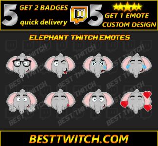 Adorable Elephant Twitch Emotes Pack for Streamers