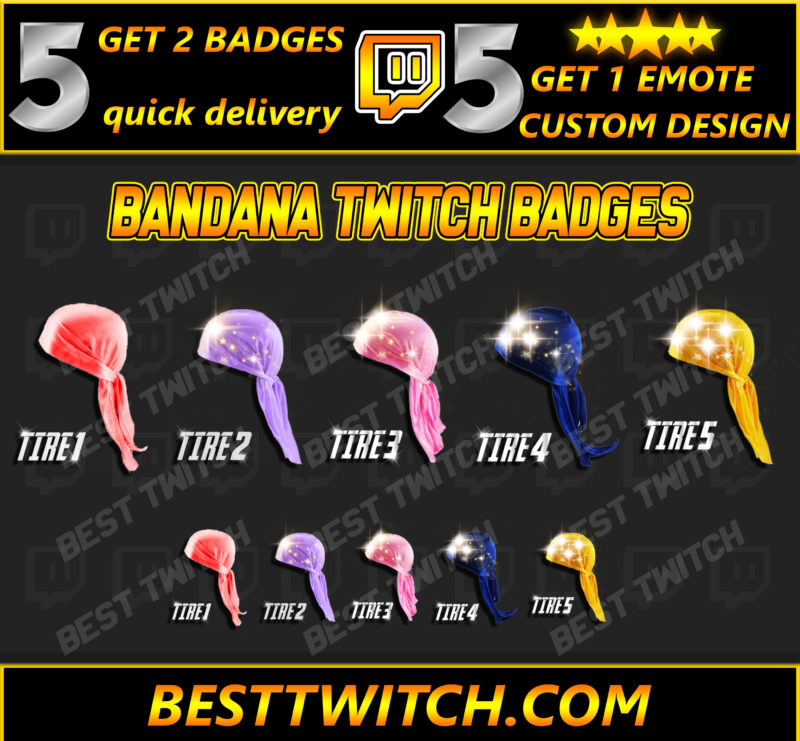 Free Bandana Badges for Twitch, YouTube, Discord & Kick Custom Bits & Emotes!