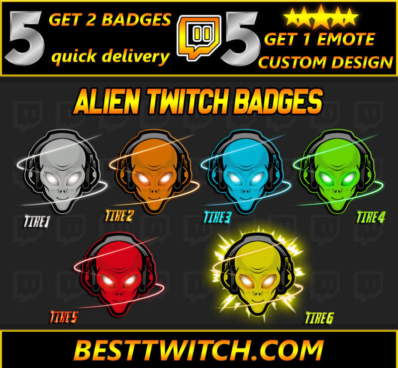 Alien Invasion Badge Pack Twitch Subs & Bits Set (Free Download!)