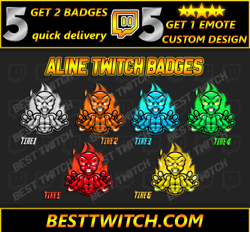 Ninja-Alien Hybrid Badge & Emote Pack Multi-Platform Graphics for Streamers