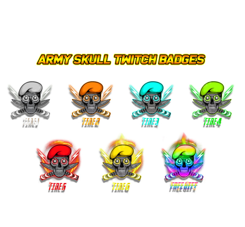 Skull with Knife Emote Pack Discord, Kick & YouTube Badges for Streamers