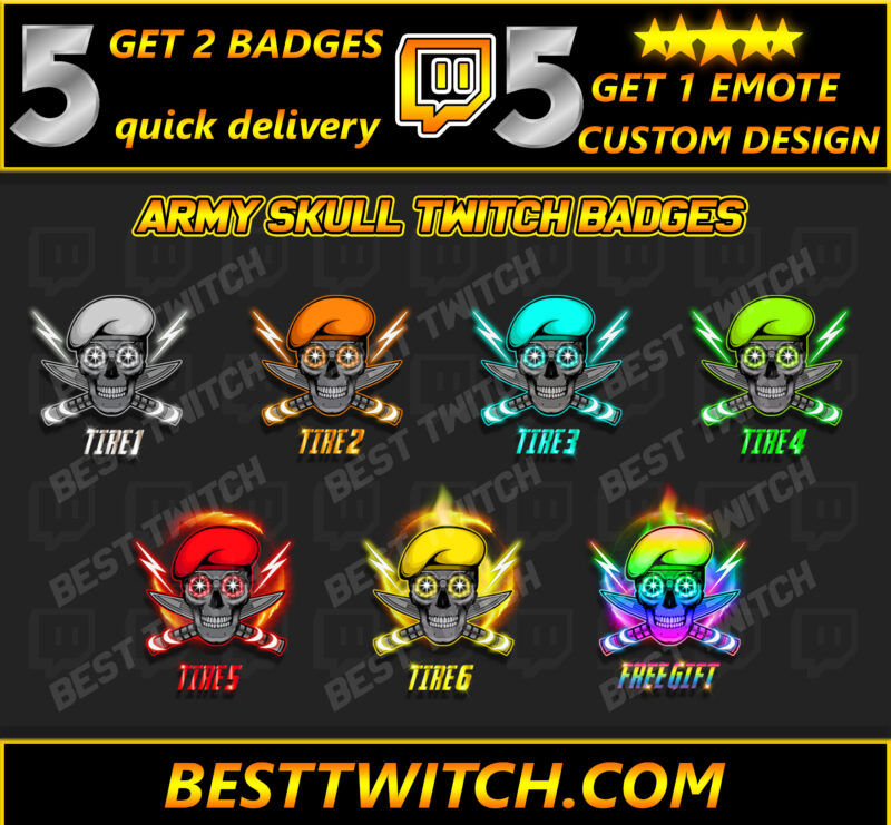 Skull with Knife Emote Pack Discord, Kick & YouTube Badges for Streamers