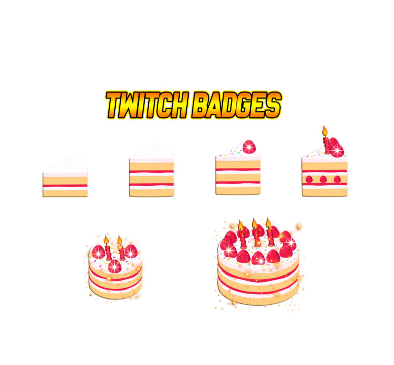 Sweet & Stylish Cake Badge Pack Twitch & Kick Ready (Sub Badges, Bits & More)