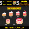 Sweet & Stylish Cake Badge Pack Twitch & Kick Ready (Sub Badges, Bits & More)