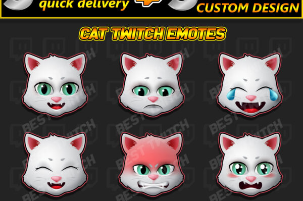 Cat Emoji Face Pack 6+ Expressive Twitch & Discord Emotes