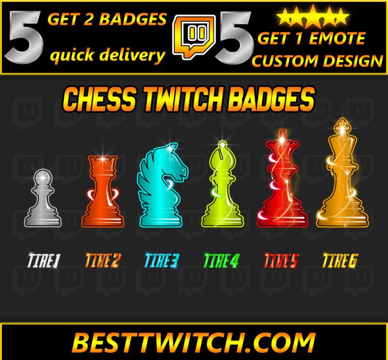 Chess Sub Badge Pack Premium Twitch Tiered Emotes & Bit Badges