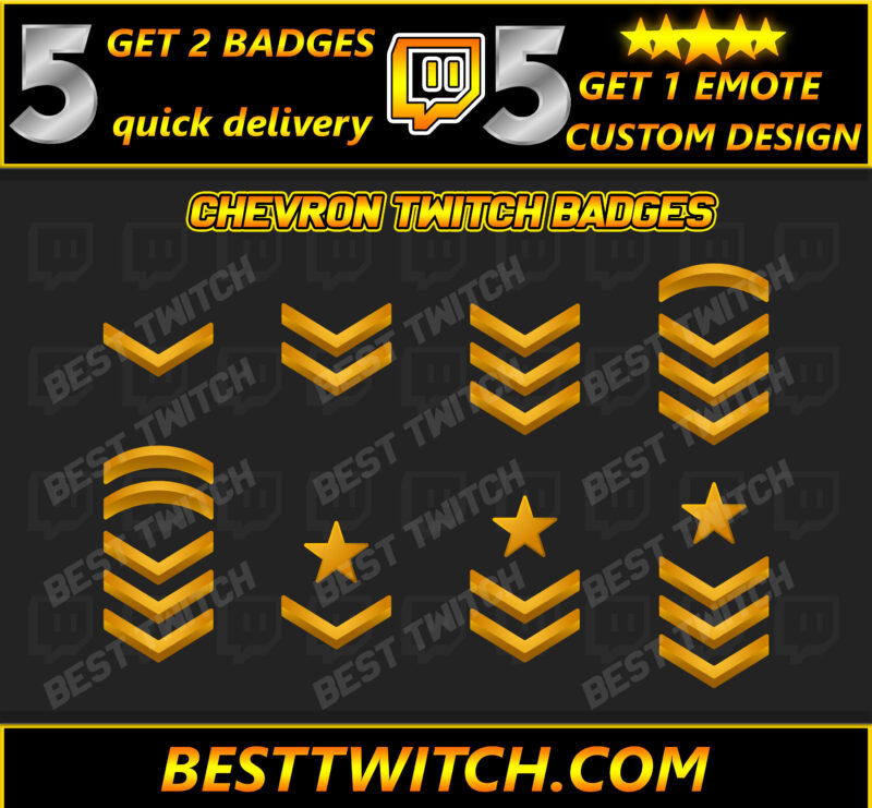 Military Stripe Twitch Sub Badges Rank Badges for Twitch, Kick, Discord