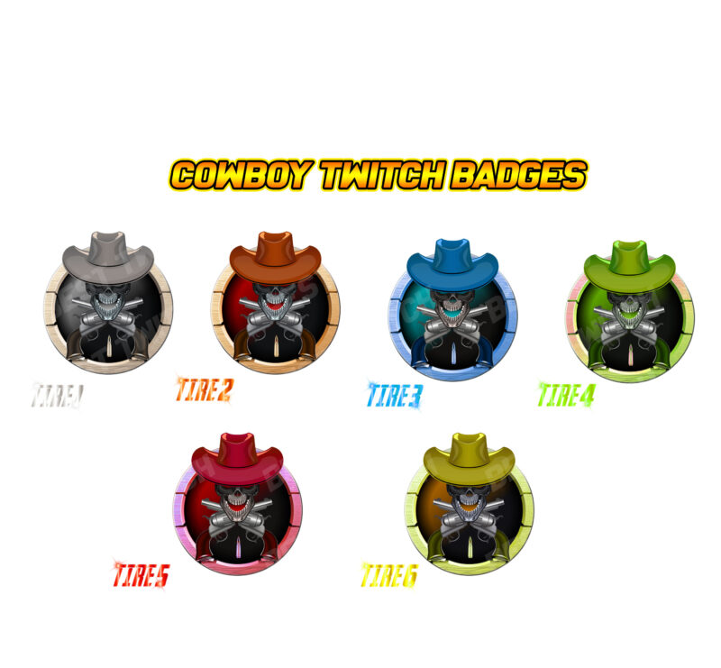 Cowboy Guns Twitch Sub Badges Rank Badges for Twitch, Kick, Discord & YouTube