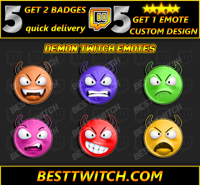 Emote Pack 6 Hellish Emotes for Twitch, Kick & YouTube Dark Streamers