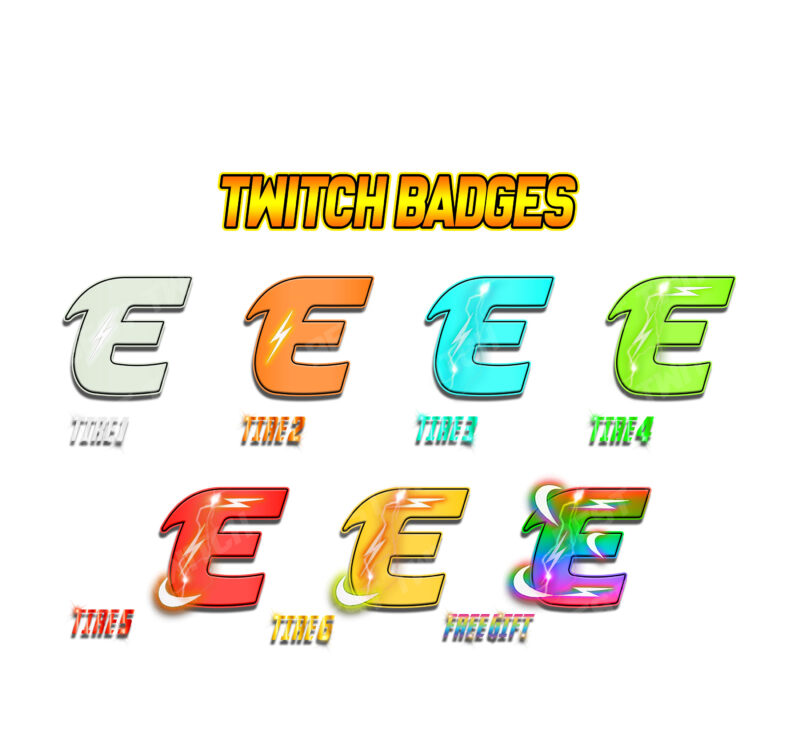 E Letter Logo Sub Badges & Bits | Kick Emotes for Streamers | BestTwitch Graphics
