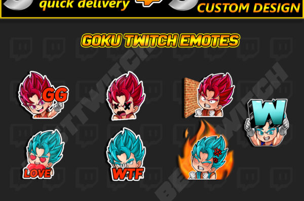 Emojis para Goku – Twitch, Discord, YouTube, Kick & Facebook Emotes | Super Saiyan Emoji Pack & Streamer Flair