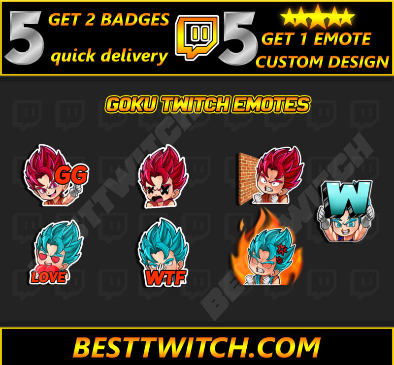 Emojis para Goku – Twitch, Discord, YouTube, Kick & Facebook Emotes | Super Saiyan Emoji Pack & Streamer Flair