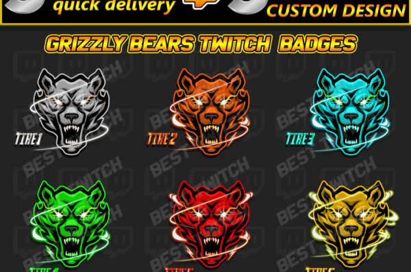 Grizzly Bear Icon Pack Twitch Bits, Badges & Emojis for Fierce Streamers