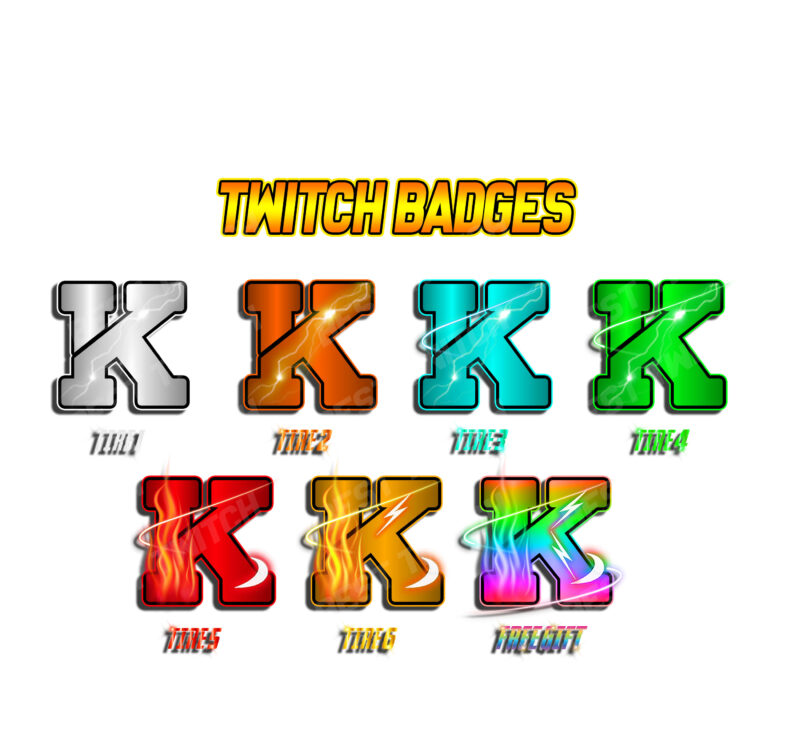 K Letter Twitch Sub Badges Tiered Alphabet Emotes for Streamers!