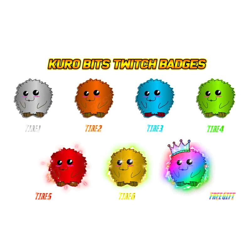 Kuro Bits Badges Adorable Kawaii Cheer motes for Twitch, YouTube, Discord & Kick