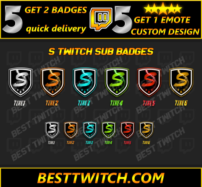 Premium S Letter Twitch Bits Badges Free Customizable Cheermotes