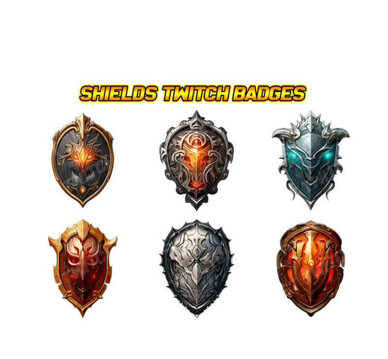 SHIELD Sub Badges Twitch Tiered Rank Badges & Bit Cheer motes (Free Download!)