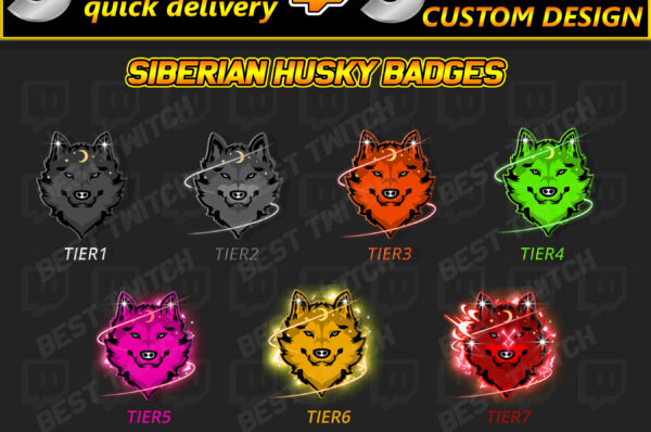 Siberian Husky Emote & Badge Pack Twitch, Discord, Kick & YouTube Kawaii Icon