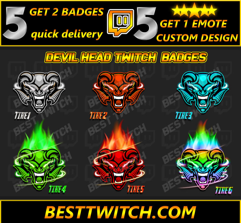Devil Zone Badge Pack Twitch & Kick Ready (Sub Badges, Emotes & More)