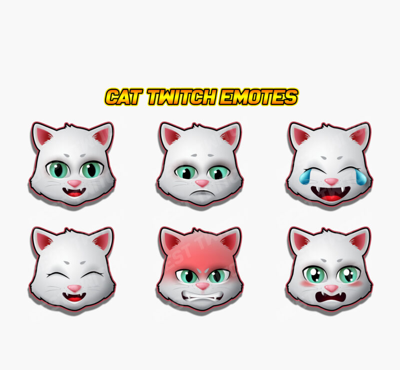 Cat Emoji Face Pack 6+ Expressive Twitch & Discord Emotes