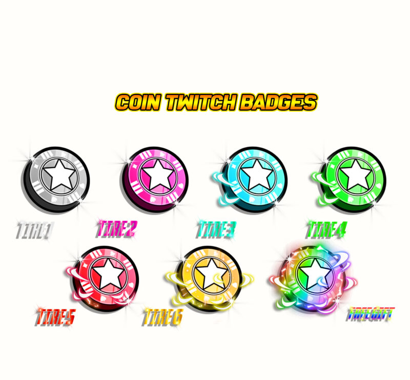 Coin-Themed Twitch Subscriber Badges Free Tiered Reward Icons