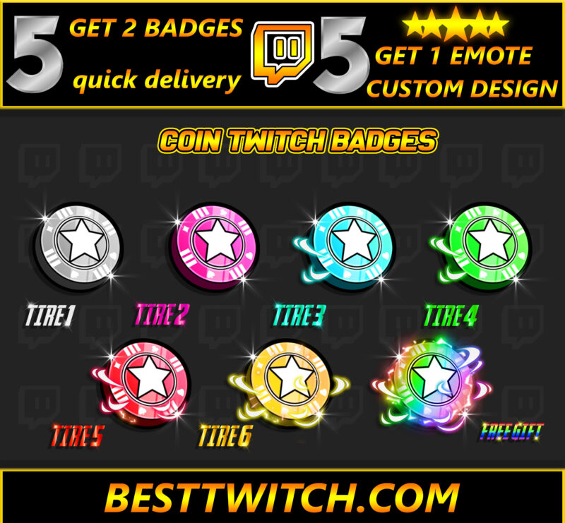 Coin-Themed Twitch Subscriber Badges Free Tiered Reward Icons