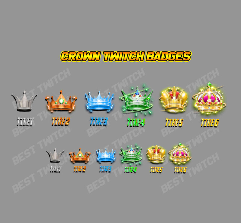 Crown Sub Badge Flair for Twitch Royal Tiered Badges for Your Community