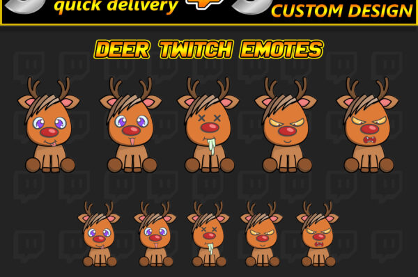 Cute Deer Emojis | Twitch Emotes, Kick Badges, Discord & YouTube Badges