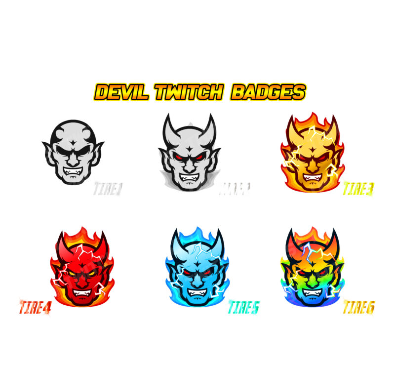 Demon & Devil Twitch Sub Badges | Fiery Loyalty Badges for Twitch, Kick, Discord & YouTube