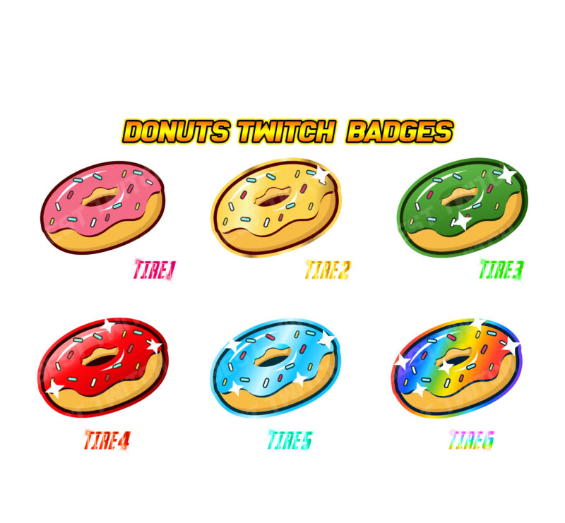 6x Donut Twitch Bit Badges – & Gaming Streams assets