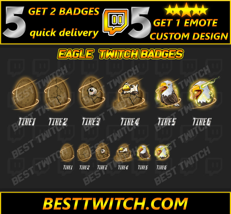 Eagle Eggs Hatching Twitch Badges | Sub Badge Progression for Streamers
