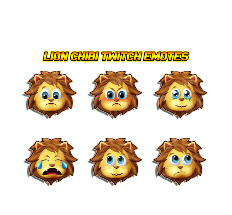 Roar-some Chibi Lion Emote Pack 6x Adorable Emotes for Twitch & Discord