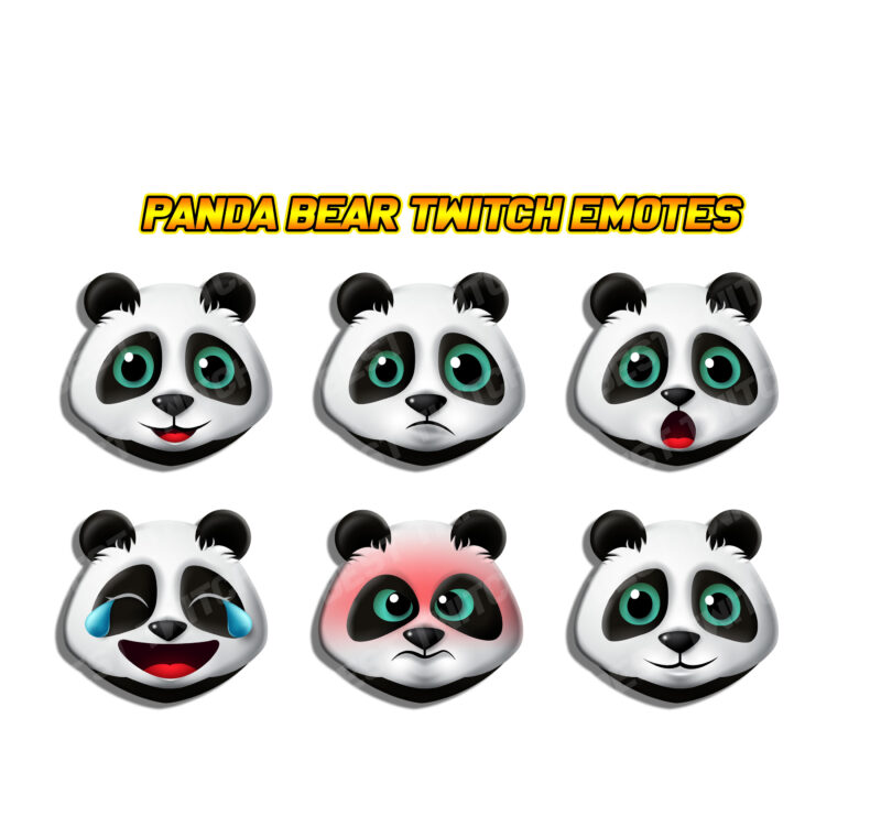 Panda Emoji Pack 6 Cute & Expressive Emotes for Twitch, Discord & Social Media
