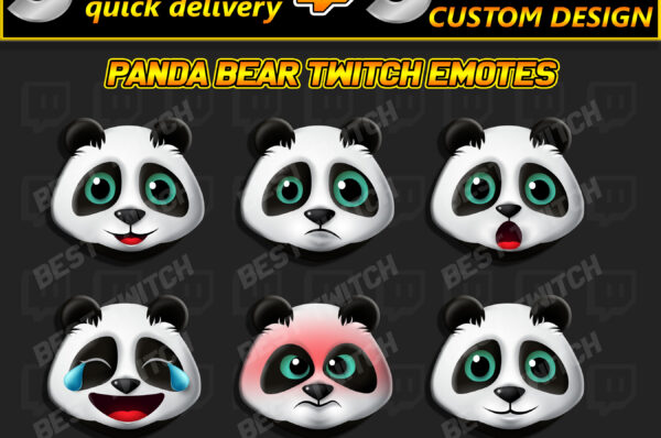 Panda Emoji Pack 6 Cute & Expressive Emotes for Twitch, Discord & Social Media