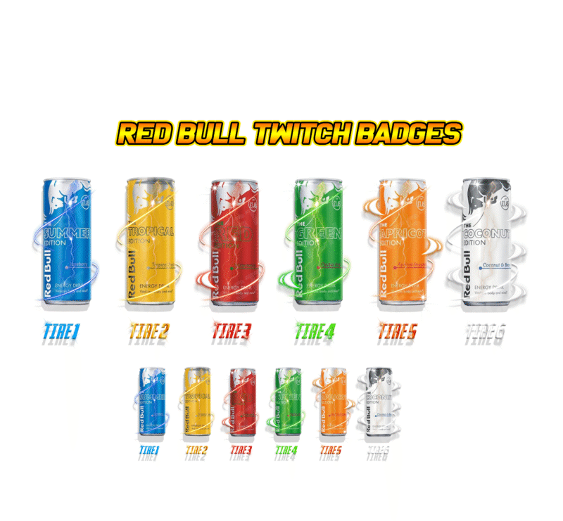 RedBull Energy Sub Badges & Cheer Bits Twitch & Discord Streamer Pack!