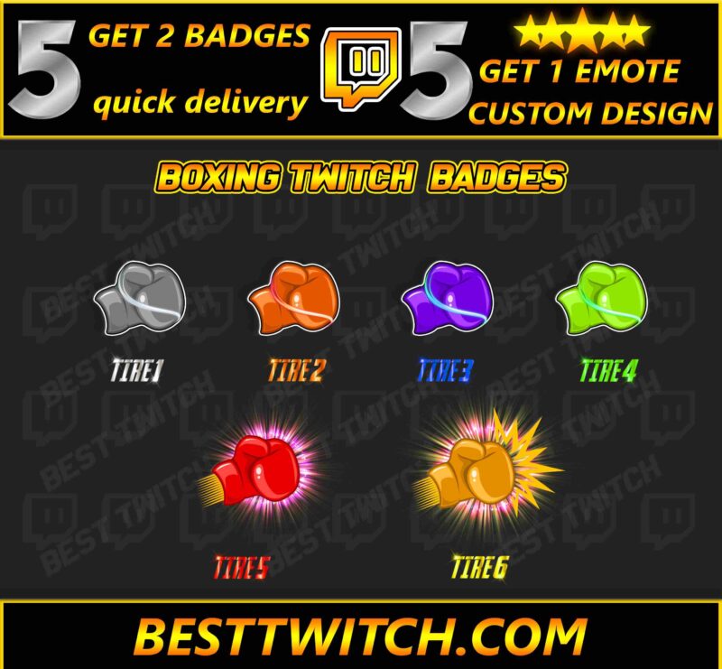 Boxing Gloves Twitch Badges Punchy Subscriber & Bit Emotes