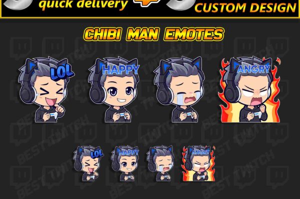 Free Chibi Twitch Emotes Pack Kawaii Emotes for Streamers