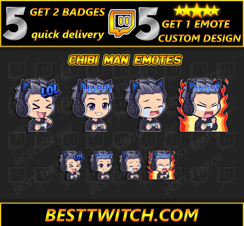 Free Chibi Twitch Emotes Pack Kawaii Emotes for Streamers